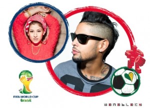 Millane Fernandez dan David Correy berkolaborasi dalam Theme Song FIFA 2014, "The World is Ours" yang nantinya akan dirilis dalam tiga versi, yakni Indonesia, Inggris dan keduanya. (Sumber: silangmonas.com)